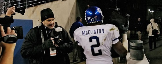 Former University of Kentucky sports photographer David Coyle covering the 2007 Music City Bowl in Nashville, Tenn. (Photo by Billy Suratt)