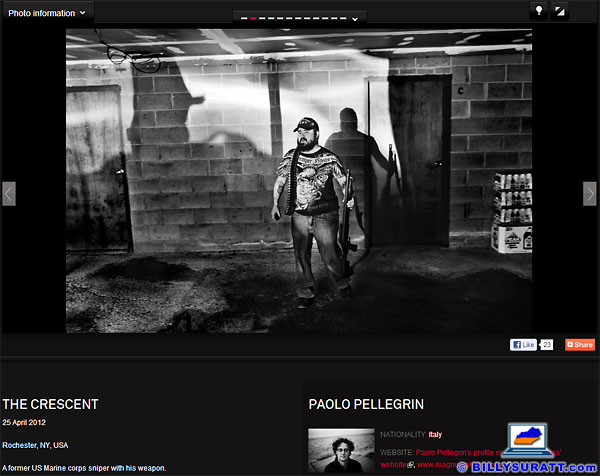 A screen capture from the Word Press Photo Contest website showing Magnum photographer Paolo Pellegrin's controversial award-winning image of photojournalist Shane Keller. (Photo © 2012 Paolo Pellegrin/Magnum Photos)