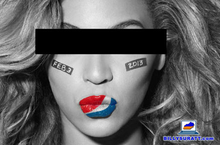 Beyoncé Knowles should be ashamed of her involvement with Pepsi's Super Bowl halftime show photo contest ripoff. She's probably not, though, so I'm hiding her face for her.